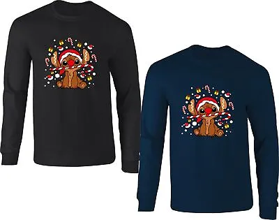 Buy Christmas Jumper Funny Christmas Ginger Bread Lilo & Stitch Cartoon Characters • 17.99£