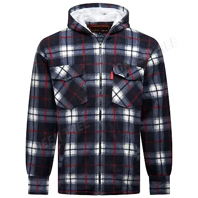 Buy Mens Padded Shirt Fur Lined Lumberjack Flannel Work Fleece Jacket Warm Hoodie • 18.99£