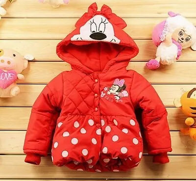 Buy Brand New Girls Minnie Mouse Puffer Jacket With Polka Dot Design 4 Colours • 7.99£