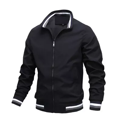 Buy Men's Winter Autumn Casual Bomber Jacket Lightweight Sportswear Full-Zip Coat UK • 16.99£