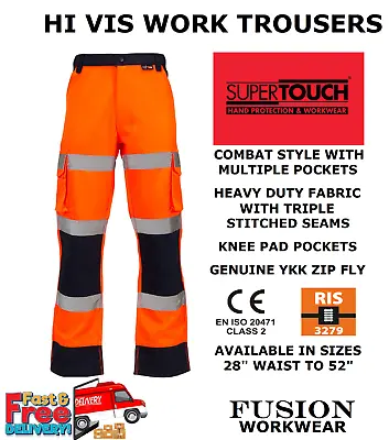 Buy Rail Hi Vis Trousers. Knee Pad Pockets. Orange Hi Vis. Rail.ris. Gort.class 2  • 24.99£