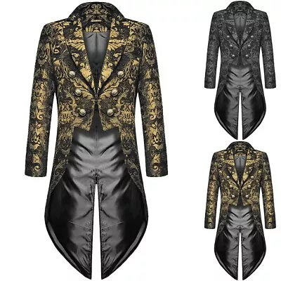 Buy Classic Men's Vintage Steampunk Tailcoat Gothic Jacket Medieval Cosplay Costume • 32.34£