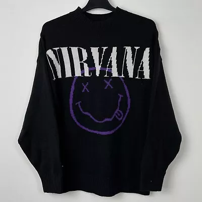 Buy Nirvana Smiley Knitted Sweatshirt Jumper H&M Rare Band XS • 5£