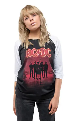 Buy AC/DC T Shirt PWR-UP UK Band Logo New Official Raglan Womens Skinny Fit Black • 13.95£