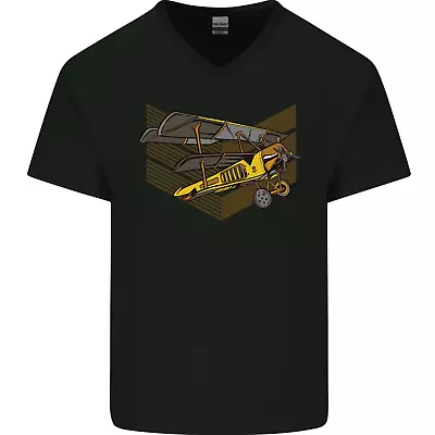 Buy Steampunk Plane Aircraft Biplane Mens V-Neck Cotton T-Shirt • 9.99£