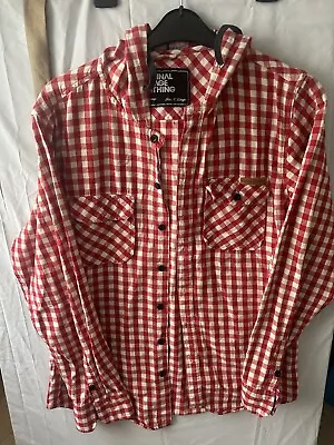 Buy CRIMINAL DAMAGE Fleece Red White Check Shirt Hoodies Lined Fitted, Size XL • 30£