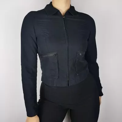 Buy Mexx Black Cargo Jacket Uk 12 Utility Streetwear Y2k Casual Cotton Blend Spring • 24.99£
