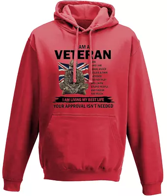 Buy I Am A Veteran Soft Style Hoodie (12 Colours Of Tops And 2 Colours Of Text) • 30£