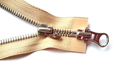 Buy Zipper BEIGE LIGHT Divisible 2-Way YKK Metal Size 5 Zipper Cipzár Mмолния • 6.81£