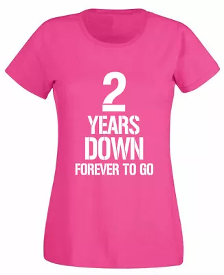 Buy 2 Years Down T-Shirt, 2nd Wedding Anniversary Gifts Present For Wife Her Women • 9.99£