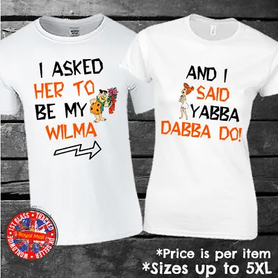 Buy The Flintstones Matching Couples T-shirt Engagement Wedding Married Proposal  • 9.99£