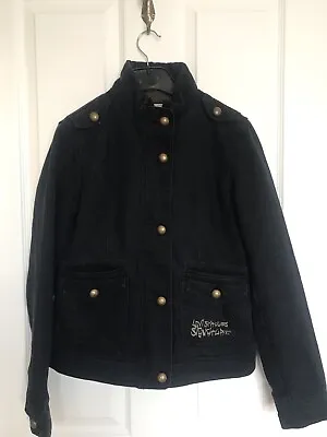 Buy Levi Signature Black Military Style Denim Cotton Jacket  Quilted Lining Uk6 -8 • 15£