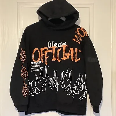 Buy Boohoo Size M Hoodie Black Official Bless Alt Emo Goth Style • 14.99£
