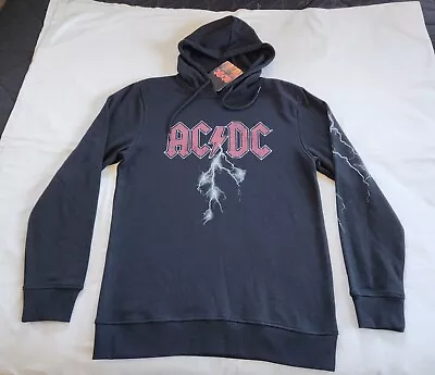 Buy ACDC Mens Logo Lightning Black Printed Fleece Hoodie Jumper Top Size L New • 18.77£