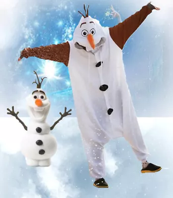Buy Adult Snowman Cosplay Costume Olaf Frozen Kigurumi Pajamas Bodysuit Pyjamas UK • 14.12£