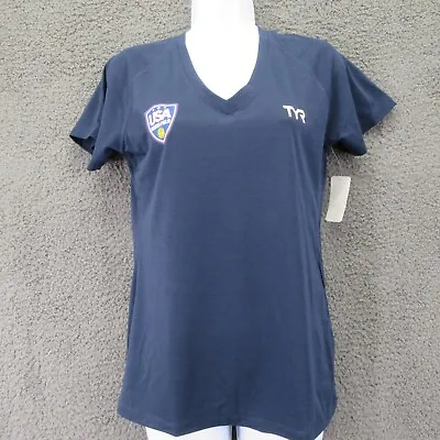 Buy TYR Women's Shirt Alliance Tech Tee USA Water Polo Short Sleeve Navy Blue S • 10.83£