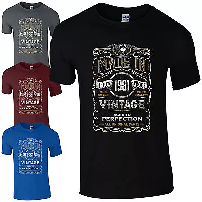 Buy Made In 1981 T-Shirt Born 43rd Year Birthday Age Present Vintage Funny Mens Gift • 13.73£