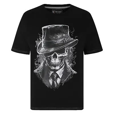 Buy Mens Plus Big Size Black Cotton Gentleman Skull Print T Shirt Top King 2XL - 8X • 17.99£