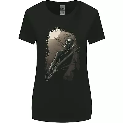 Buy Midnight Rock N Roll Music Skull Guitar Womens Wider Cut T-Shirt • 8.75£