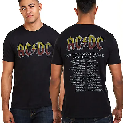 Buy AC/DC Mens T-shirt For Those About To Rock 1982 Tour Black S-XXL Official • 11.19£