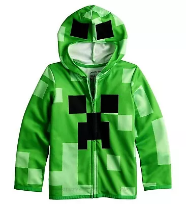 Buy Minecraft Size 4-12 Hoodie Jacket Boys Creeper Costume Halloween Zip Front Mask • 19.68£