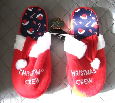 Buy Matalan Mens Red Christmas Crew Christmas Hat Novelty Slippers Size M - NWT • 11.99£