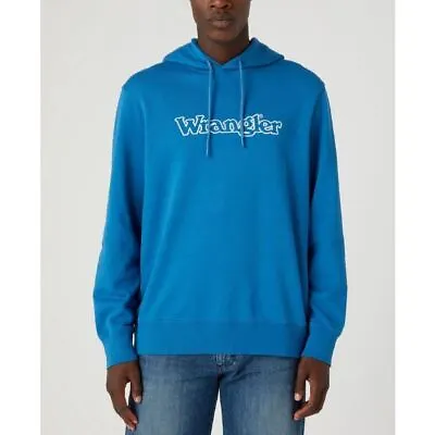 Buy Wrangler Mens Graphic Logo Hooded Sweatshirts Deep Water • 30£