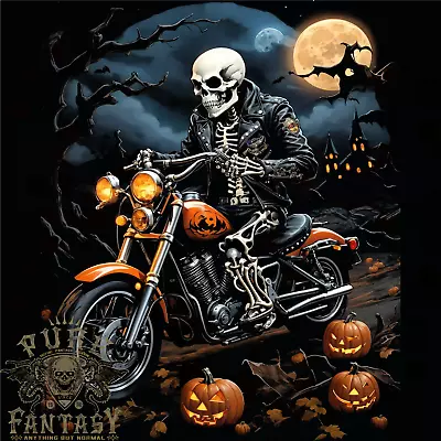 Buy Skull Biker Motorcycle Motorbike Grim Reaper 27 Mens T-Shirt 100% Cotton • 10.75£
