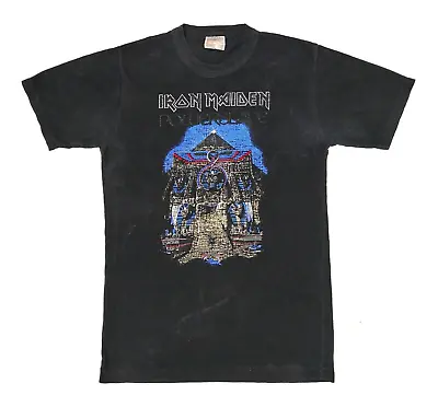 Buy Vintage 80's Iron Maiden T-Shirt Powerslave 1984 Black Color Size Small • 71.93£