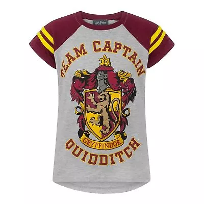 Buy Harry Potter Official Girls Gryffindor Quidditch Team Captain T-Shirt NS4555 • 14.06£