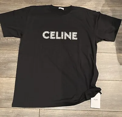 Buy Brand New Celine Studded Logo Black T Shirt Size XL • 675£