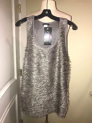 Buy Cocomo Sz Xl Gray Shaggy Metallic Sleeveless Women Shirt Ccr-1 • 18.76£
