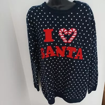 Buy Christmas Jumper - SANTA Navy Blue - Size Small - Knitted • 8£