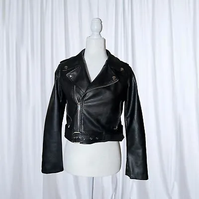 Buy Womens Black Faux Leather Jacket Size Small • 16.10£