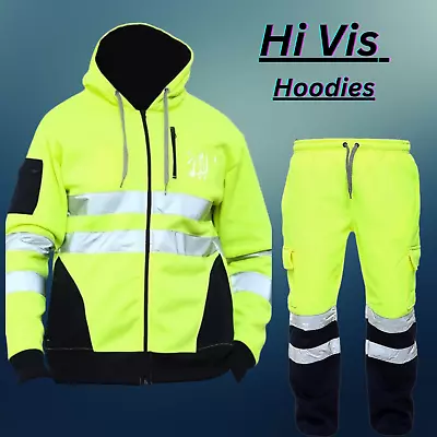Buy Soft High Vis Green Hoodie For Men And Comfortable Hi Vis Jumper Jacket For Men • 28.99£