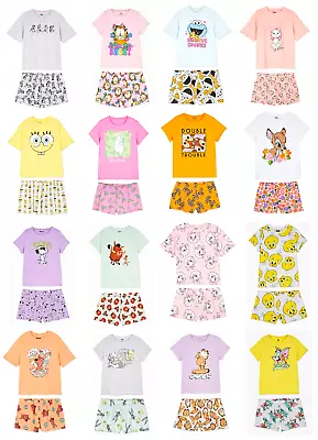 Buy Ladies Character Pyjamas 6 - 24 Women T-Shirt Shorts Summer Cotton PJs Primark • 13.95£