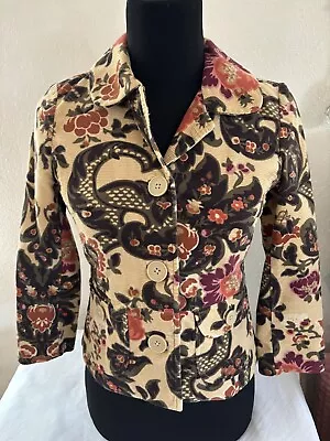 Buy  ATL STUDIO Women's Size 0P Floral Corduroy Jacket Blazer Beige Brown Maroon • 14.21£