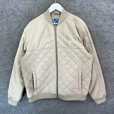 Buy Adidas Jacket Mens Extra Large Beige Originals Bomber Diamond Quilted Coat Top • 34.99£