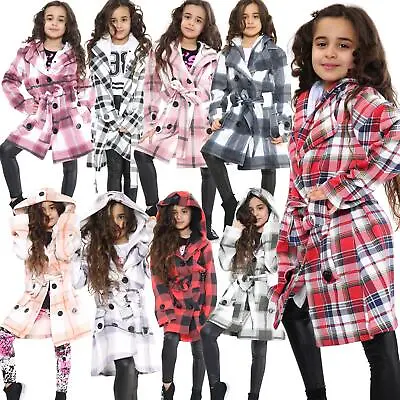 Buy Kids Girls Overcoat Hooded Trench Coat Padded Oversized Lapels Long Parka Jacket • 14.99£