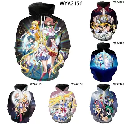 Buy Unisex 3D Sailor Moon Cartoon Casual Hoodies Sweatshirt Pullover Top Coat Gifts • 11.98£