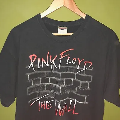 Buy Pink Floyd The Wall T-Shirt Black Vintage 90s Hanes Size L • 14£
