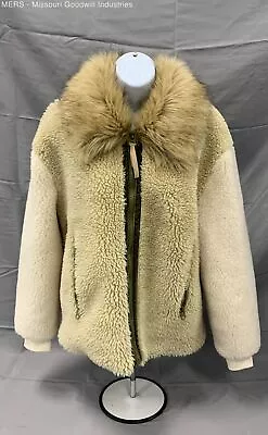 Buy Boundless North Women Natural Full Zip Sherpa Jacket W/Faux Fur Collar - Size S • 7.55£