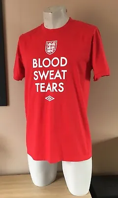 Buy Umbro England Blood Sweat And Tears Red T Shirt Size Large • 12.99£