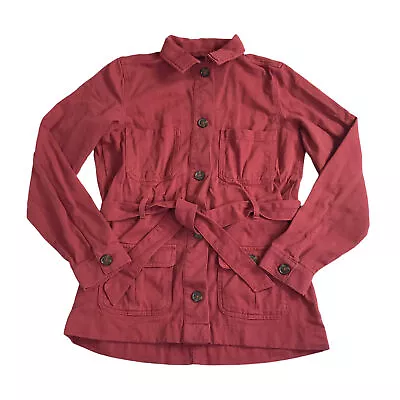 Buy Next Ladies Belted Denim Jacket Coat Red Size 8 Tall Tie Waist Button Up Casual • 19.95£