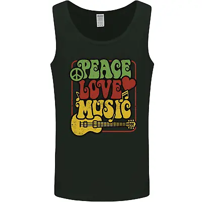 Buy Peace Love Music Guitar Hippy Flower Power Mens Vest Tank Top • 9.99£