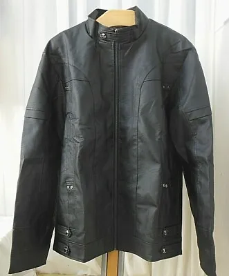 Buy Lingduomao Men's Jacket Leather Look Between-Seasons Black Size XL/XXL • 36.08£