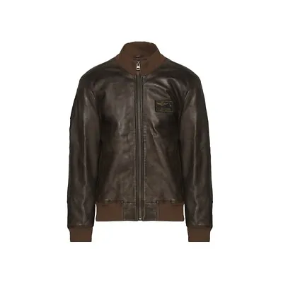 Buy Men's Jacket Aeronautica Militare Leather Vintage Effect Tricolour Arrows Pi • 380.08£