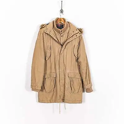 Buy Vintage Oneill Beige Corduroy Hooded Buttoned Zip Up Parka Jacket Mens L • 54£