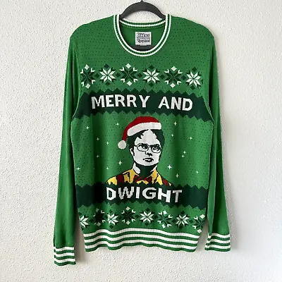Buy The Office Merry & Dwight Green Ugly Christmas Sweater - Adult Size Medium • 23.75£
