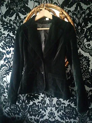 Buy Vintage Black Velvet Gothic Cotton Steampunk Corset Back Jacket Size 8 • 28£